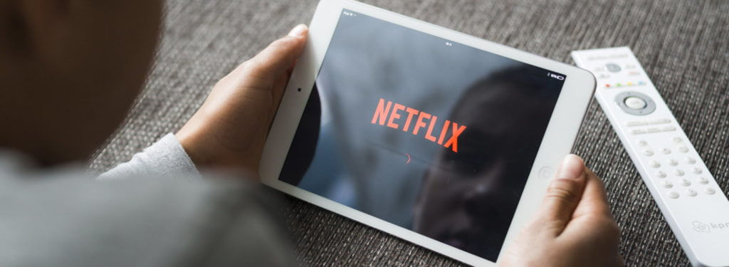 Tablet showing netflix logo