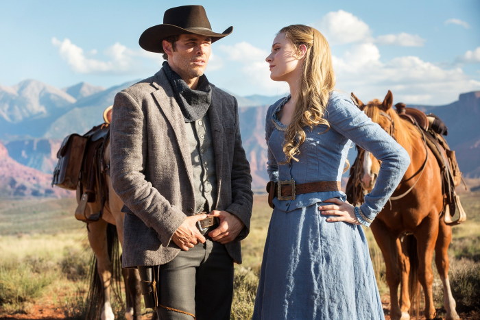 Westworld James Marsden as Teddy and Evan Rachel Wood as Dolores Abernathy