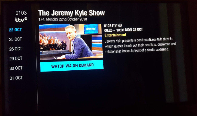 Humax FVP-5000T jeremy kyle on demand