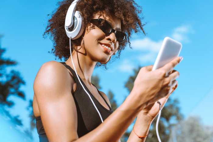 Woman listening to music