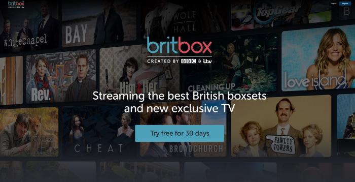 BritBox free trial main screen