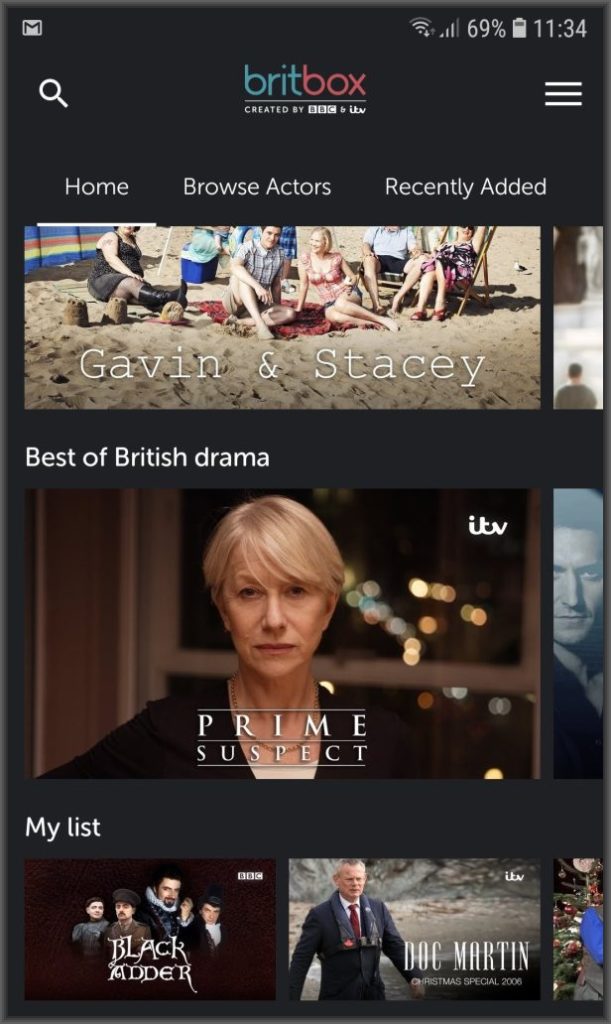 BritBox app mylist