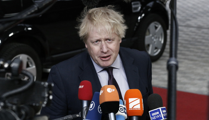 Boris Johnson UK Prime Minister speaking to press