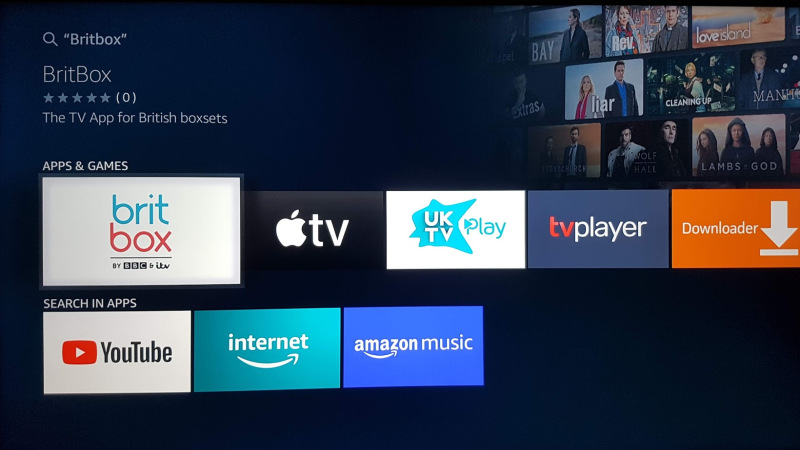 BritBox app on amazon fire tv