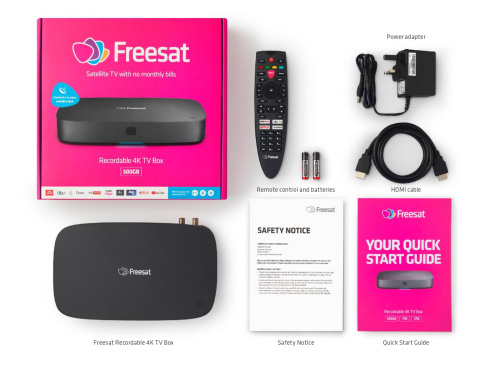 Freesat Recordable 4K TV Box contents 500