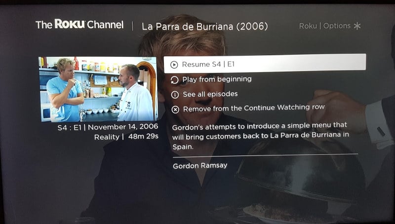 The Roku channel series screen gordon ramsay