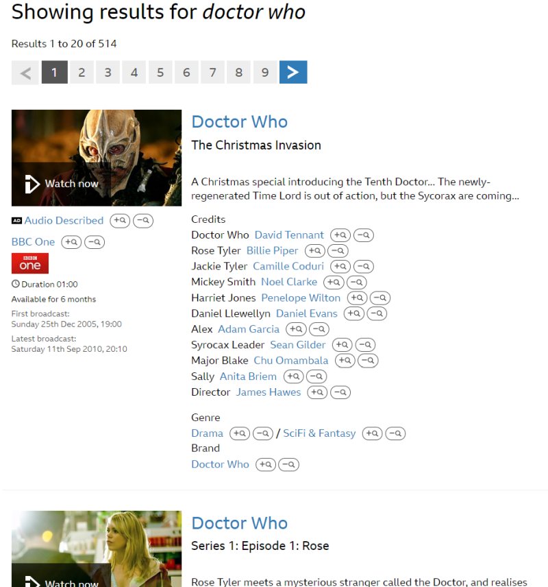 BBC Programme Explorer doctor who