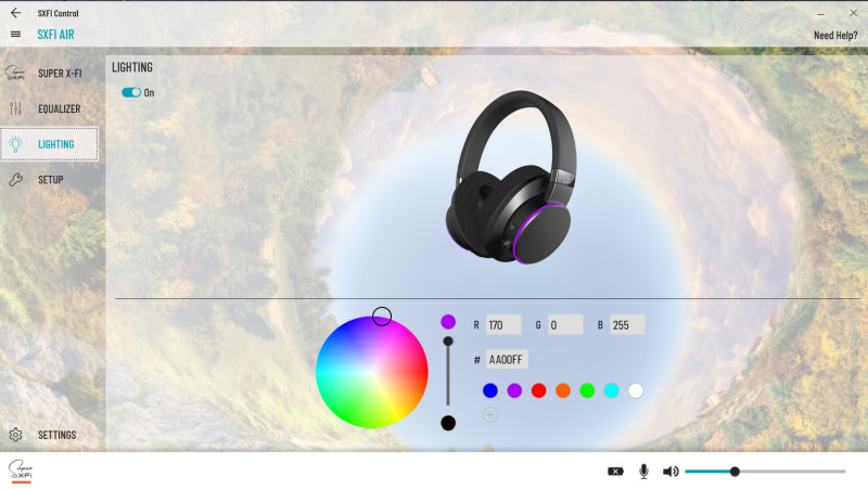 SXFI Air pc control panel colours