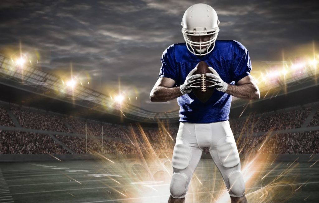 football player in stadium