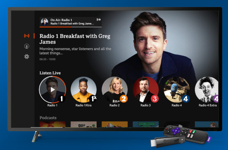 BBC Sounds tv roku screen
