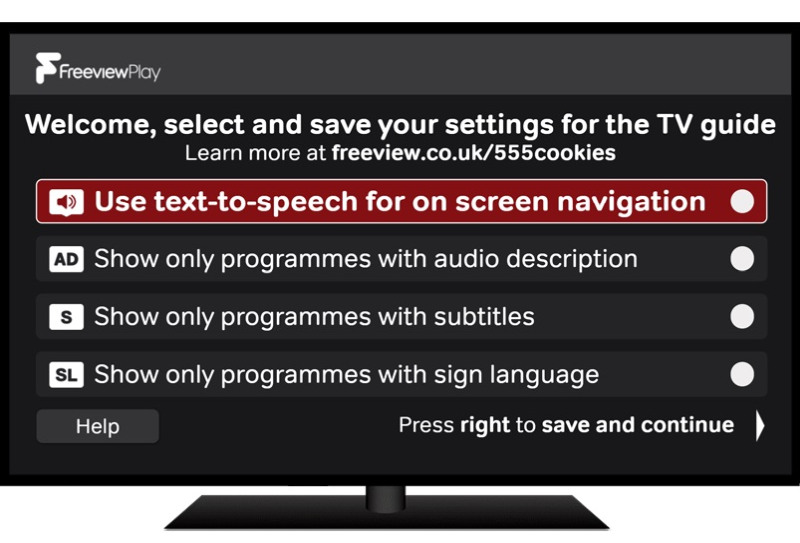 Freeview Play accessible guide options