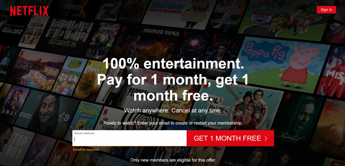 Netflix 1 month off offer