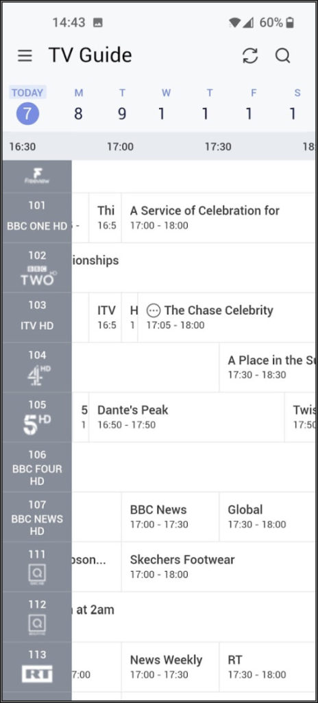 Humax Aura app tv guide