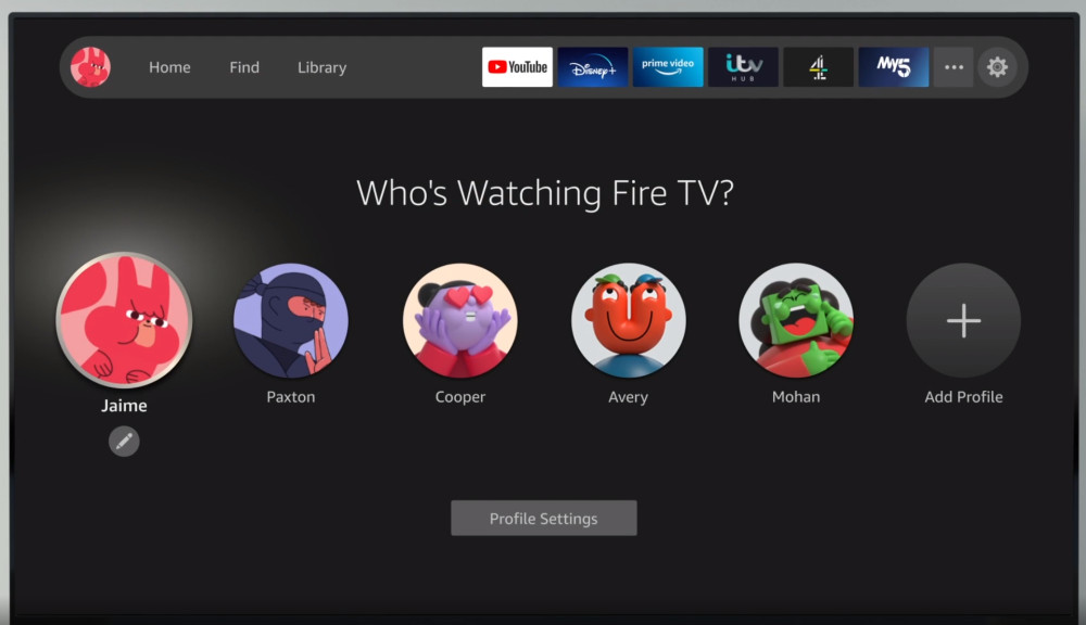 Fire TV new interface profiles