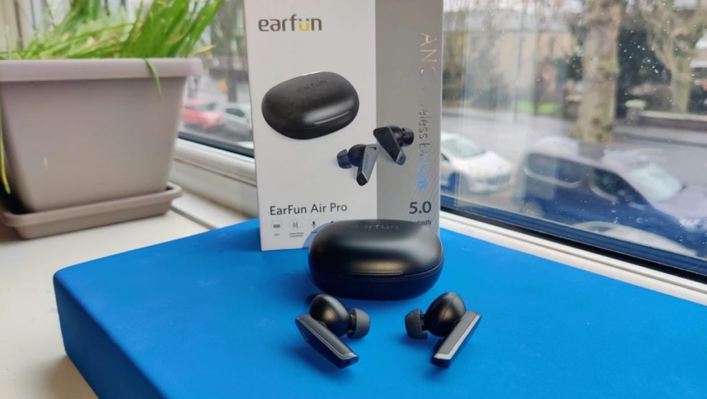 EarFun Air Pro earphones on window