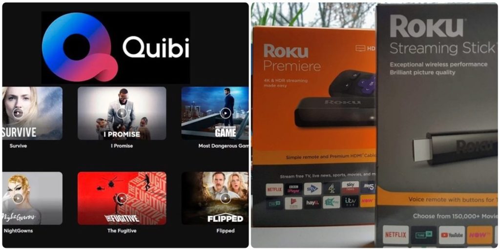 Quibi and Roku collage