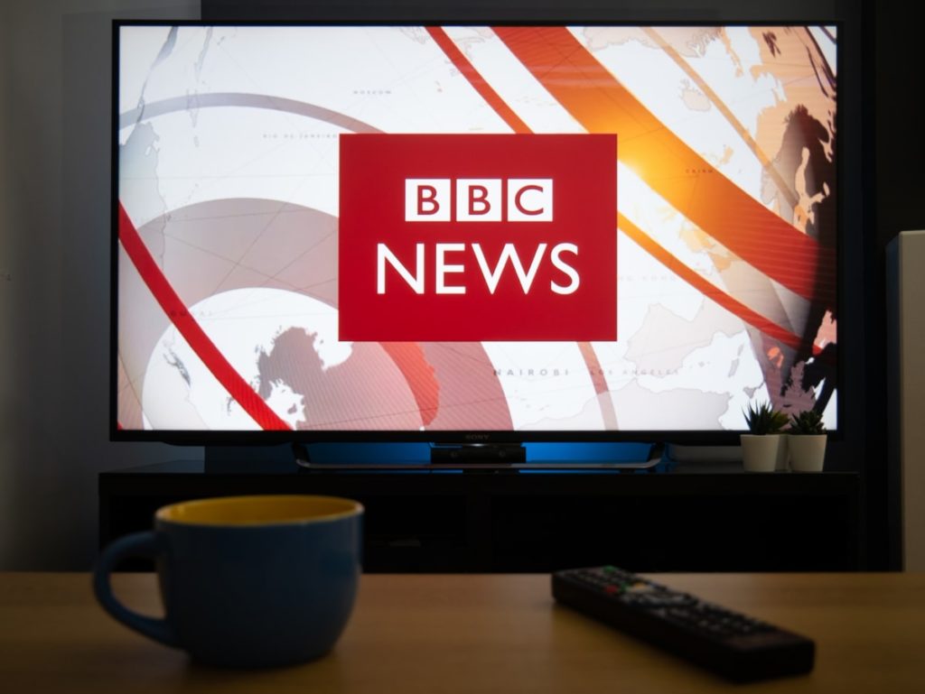 BBC News on TV screen 1200