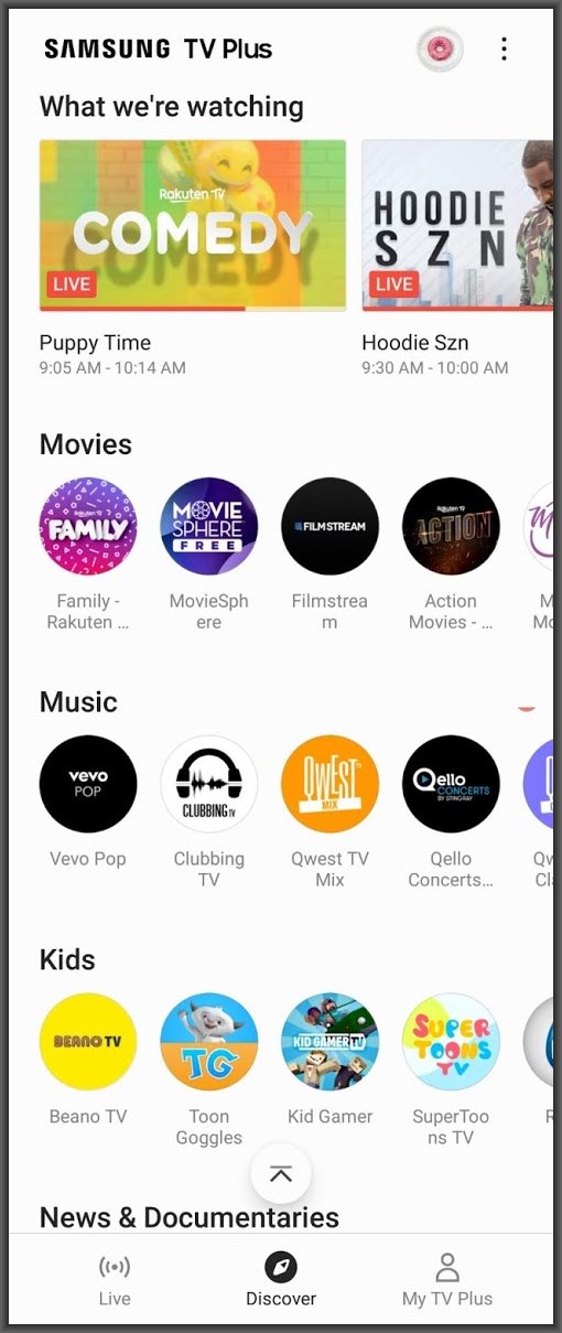 Samsung TV Plus channels