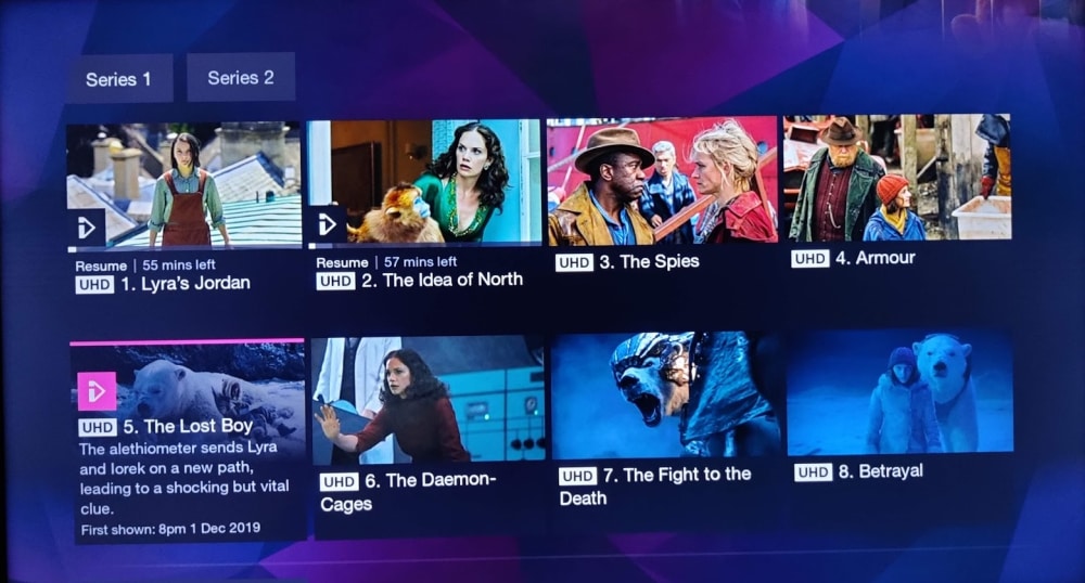 BBC iPlayer UHD 4K icon on episodes