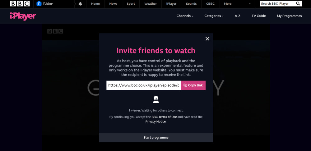 BBC iPlayer watch together link