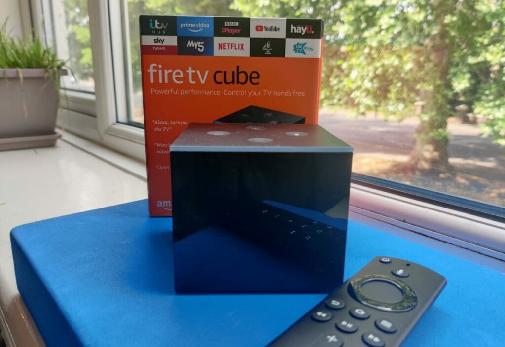 Fire TV Cube on window
