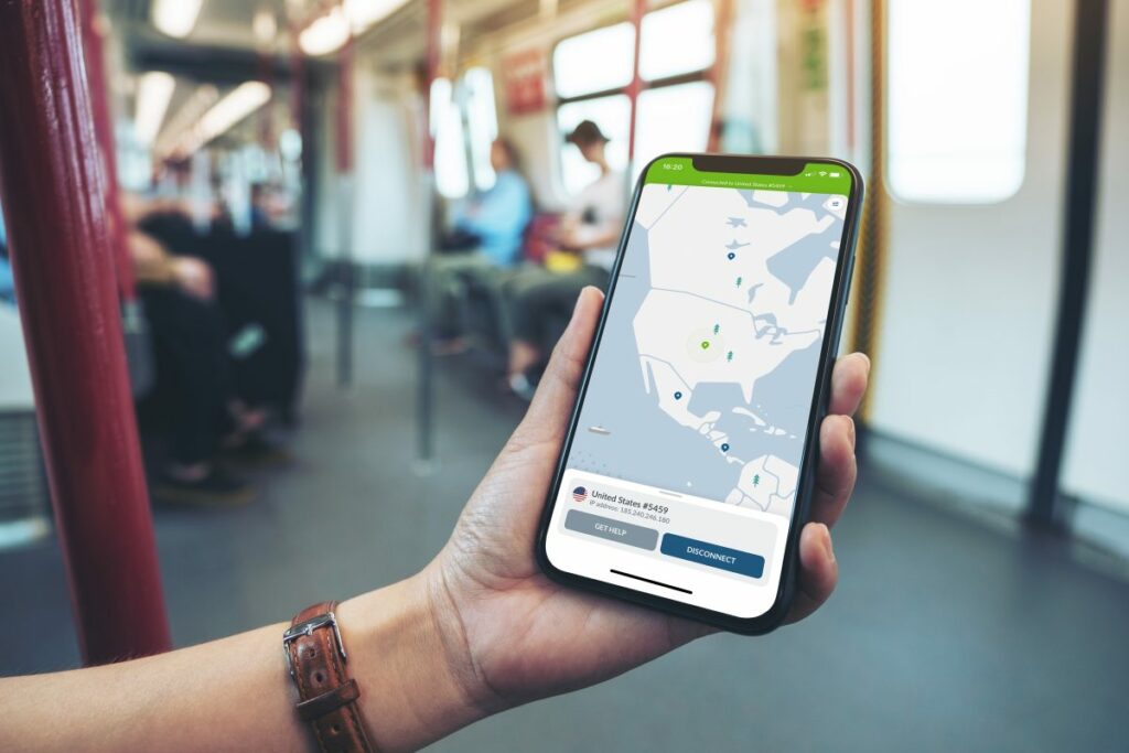 NordVPN on mobile in tube