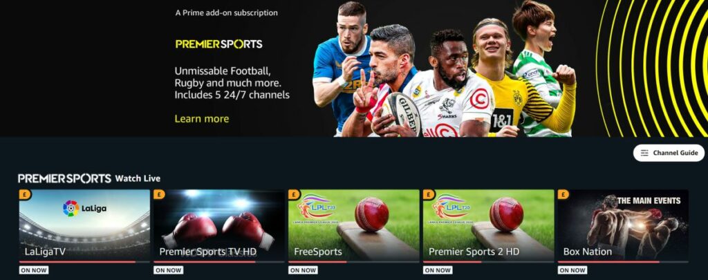 Premier Sports on Amazon Prime Video Channels