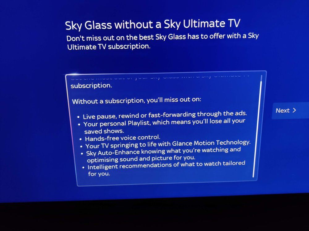 Sky Glass no Sky subscription