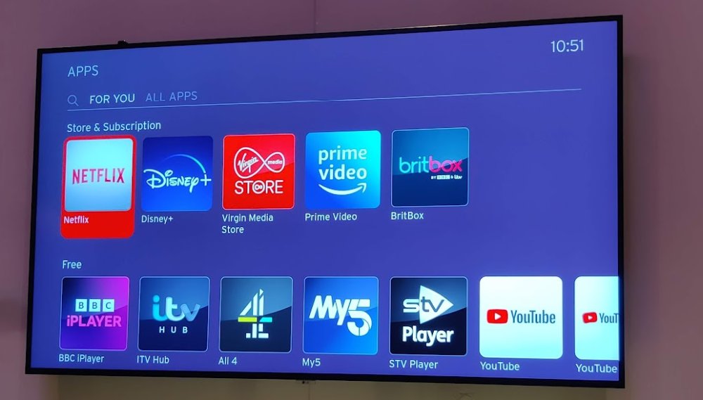 Virgin Media stream box apps list