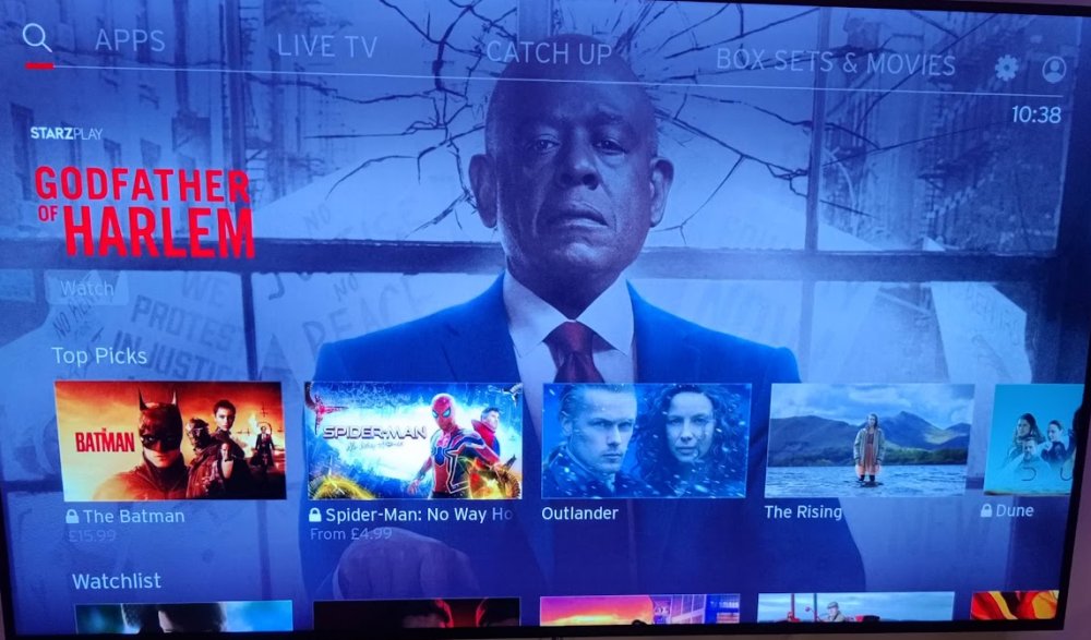 Virgin Media stream box main screen