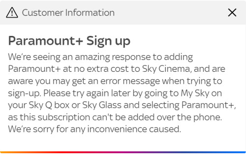 Paramount Plus Sky Error