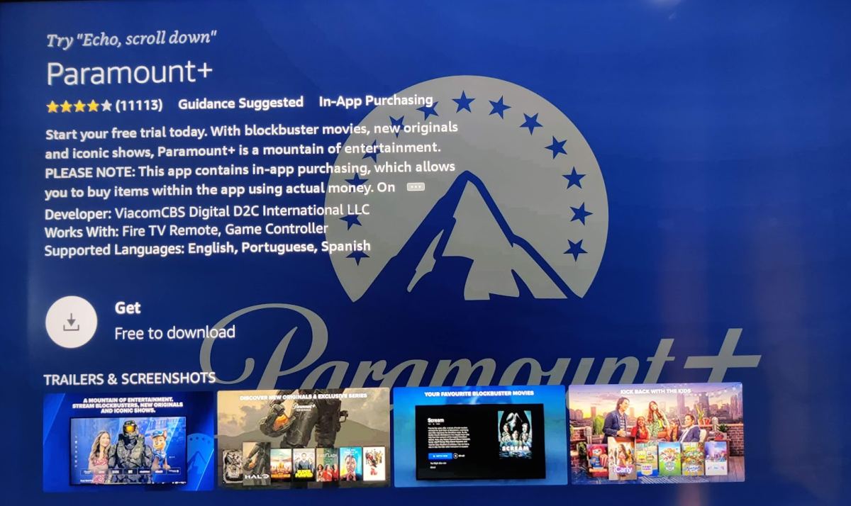 Paramount Plus fire TV app download