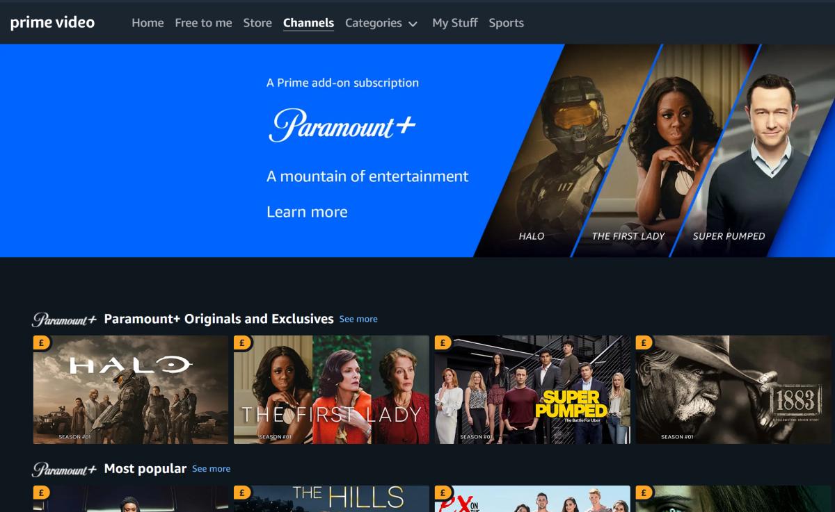 Paramount Plus on Prime Video UK