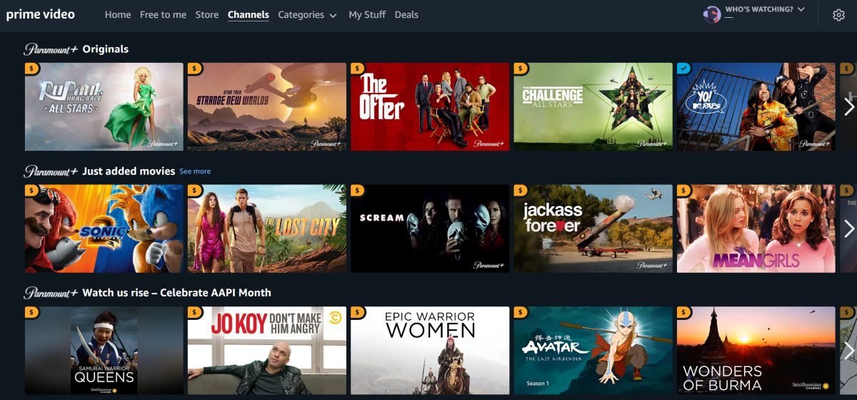 Paramount Plus on Prime Video US