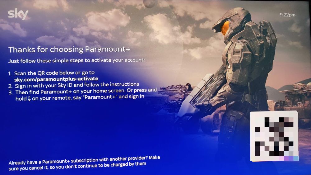 Sky Paramount Plus QR instructions