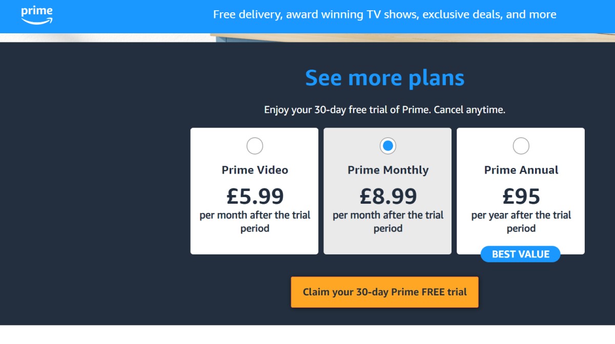 Amazon Prime subscription options 2024