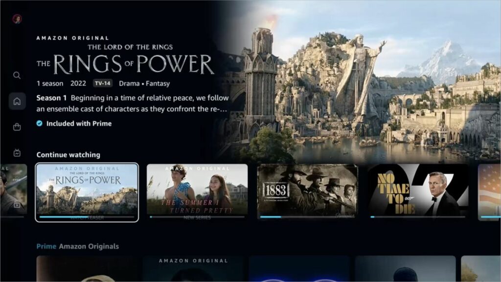 Prime Video Continue Watching Row on Home