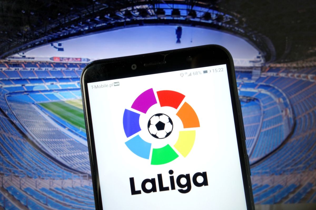 LaLiga football league logo on phone