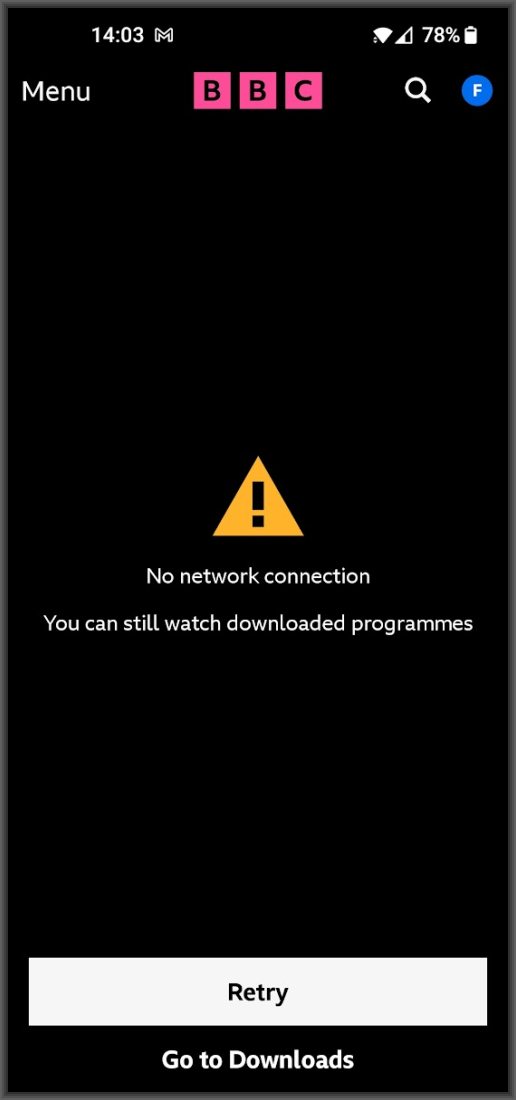 BBC iPlayer app error