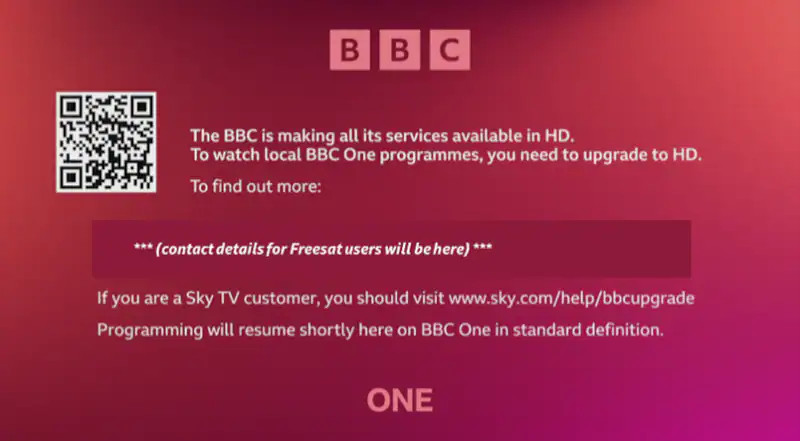 BBC SD notification message