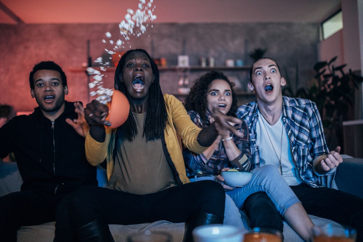 Watching TV surprised angry Watching TV surprised angry