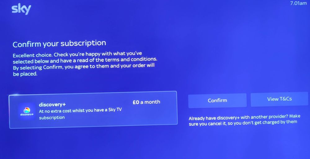 Discovery plus on sky confirm
