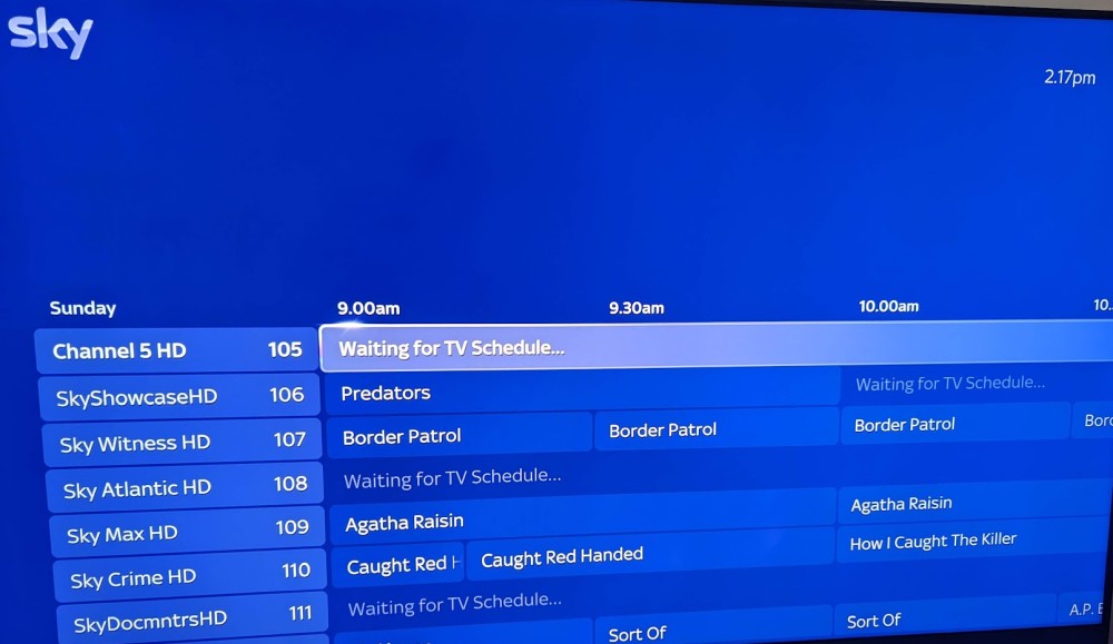 Sky Glass Channel 5 missing