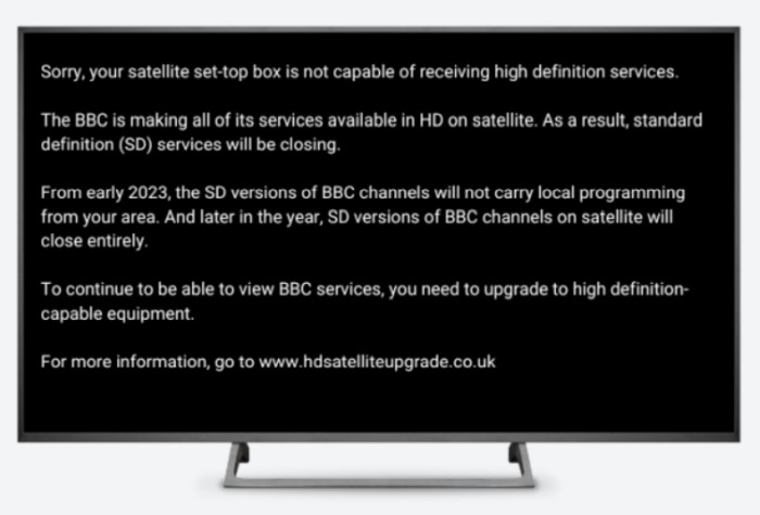 Freesat SD error message