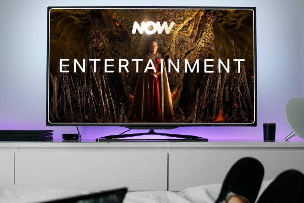 NOW Entertainment TV bedroom mockup