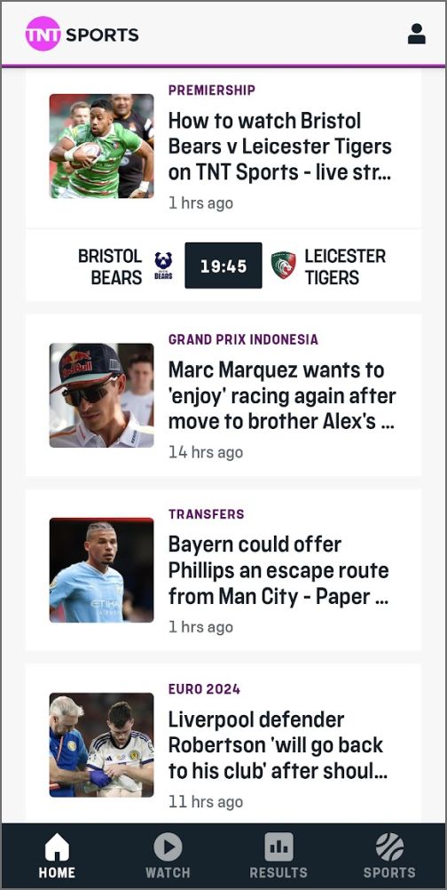 TNT Sports app news