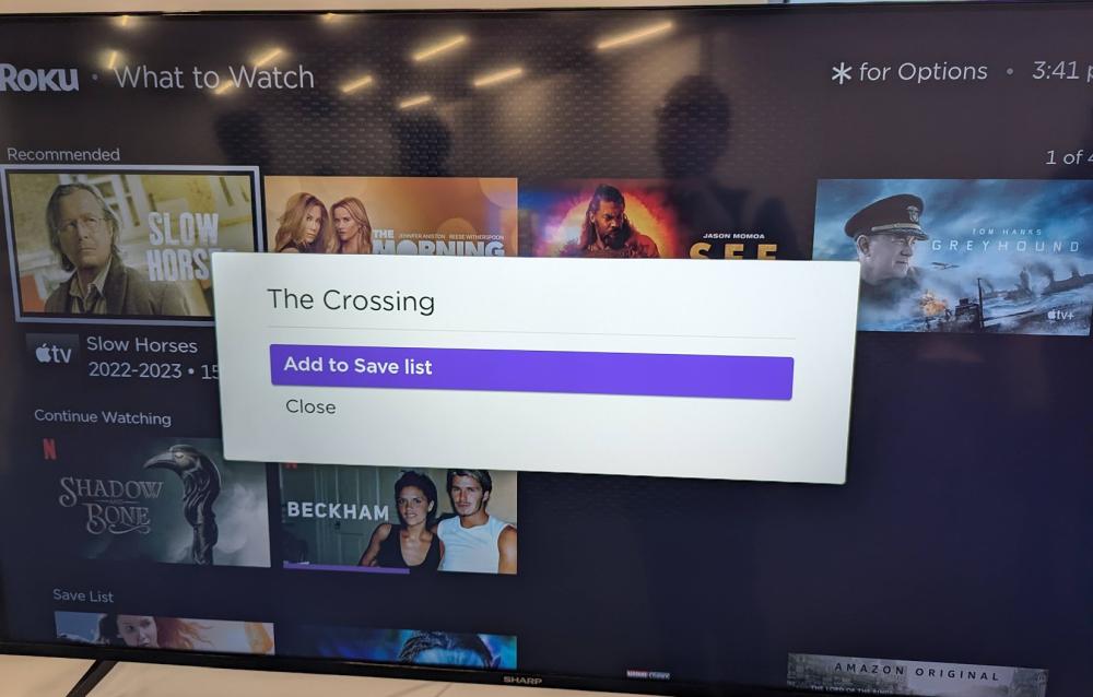 Roku add to save list