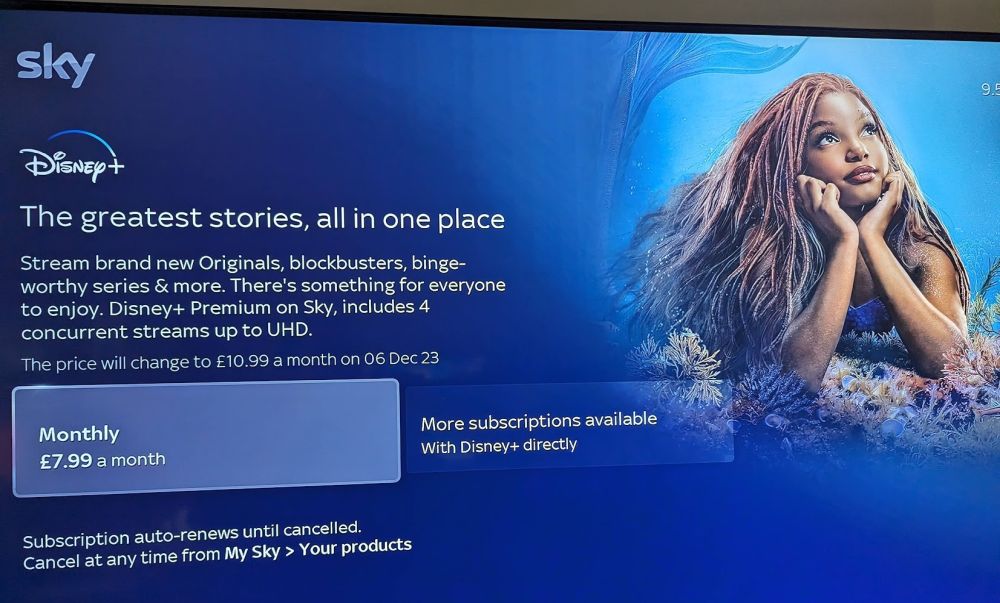 Sky Disney+ old price