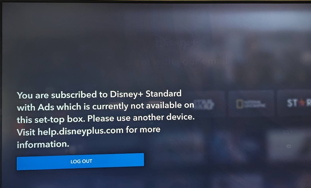 Virgin Media Disney+ ad support error message
