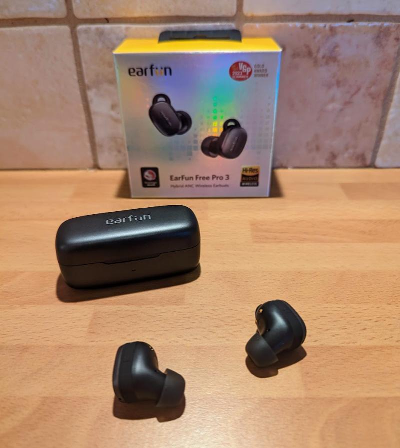 Earfun Free Pro 3 near box